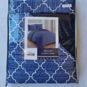 EDREDON QUILT FULL ESTAMPADO AZUL MARINO L1725 118323