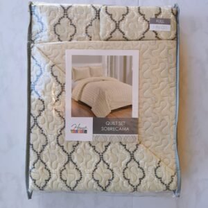 EDREDON QUILT FULL ESTAMPADO  TAUPE
