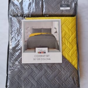 EDREDON QUILT FULL REVERSIBLE GRIS/AMARILLO L1725 518018