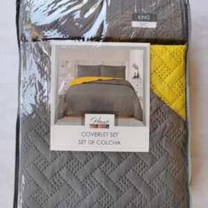 EDREDON QUILT KING REVERSIBLE GRIS/AMARILLO L1725 518020