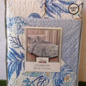 EDREDON QUILT QUEEN ESTAMPADO AZUL SUAVE L1216 118222