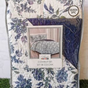 EDREDON QUILT QUEEN ESTAMPADO AZUL/VERDE L1216 118181