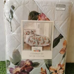 EDREDON QUILT QUEEN ESTAMPADO FLORES ROSADA GAMA ALTA L1725 718404