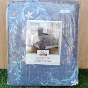 EDREDON QUILT QUEEN ESTAMPADO  GRIS OSCURO L1216 718290