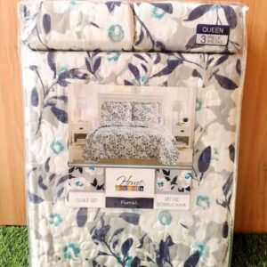 EDREDON QUILT QUEEN ESTAMPADO  HOJAS COLORES L1216 718246