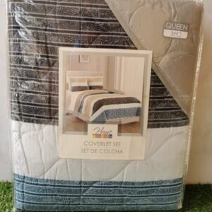 EDREDON QUILT QUEEN ESTAMPADO RAYAS COLORES GAMA ALTA L1725 718408