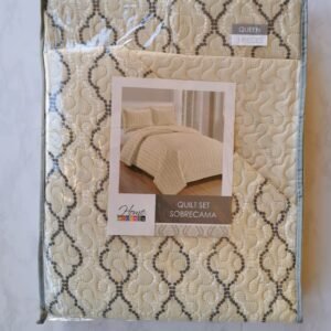 EDREDON QUILT QUEEN ESTAMPADO TAUPE L1725 118315
