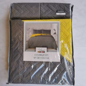 EDREDON QUILT QUEEN REVERSIBLE GRIS/AMARILLO L1725 518019