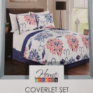 EDREDON QUILT QUEEN ESTAMPADO FLORES AZUL L1725 718614