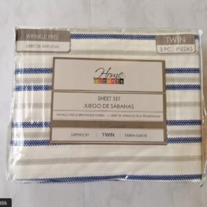SABANA TWIN ESTAMPADA RAYAS AZUL Y GRIS