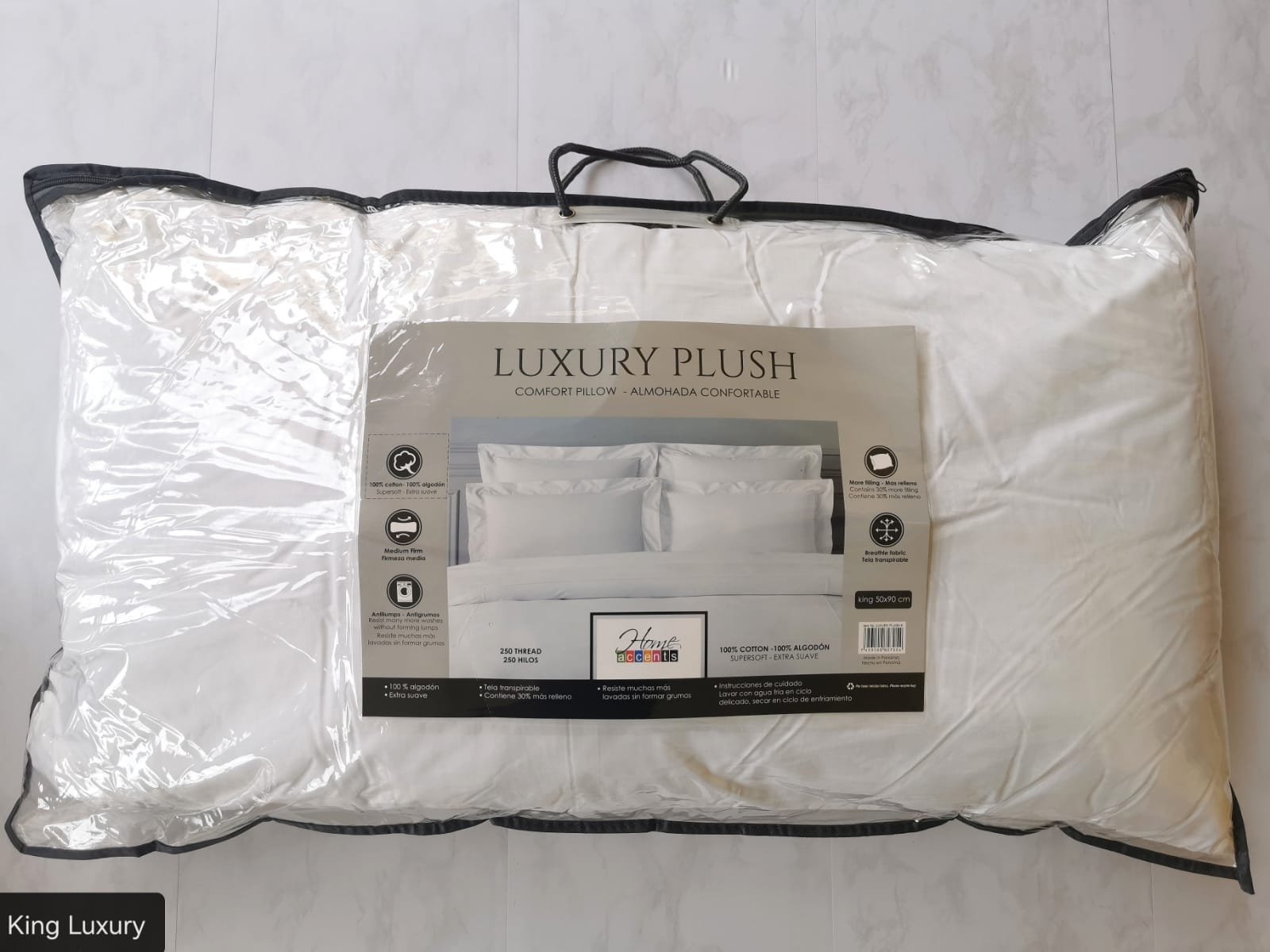 ALMOHADA LUXURY PLUSH KING 250 HILOS 50X90 CMS