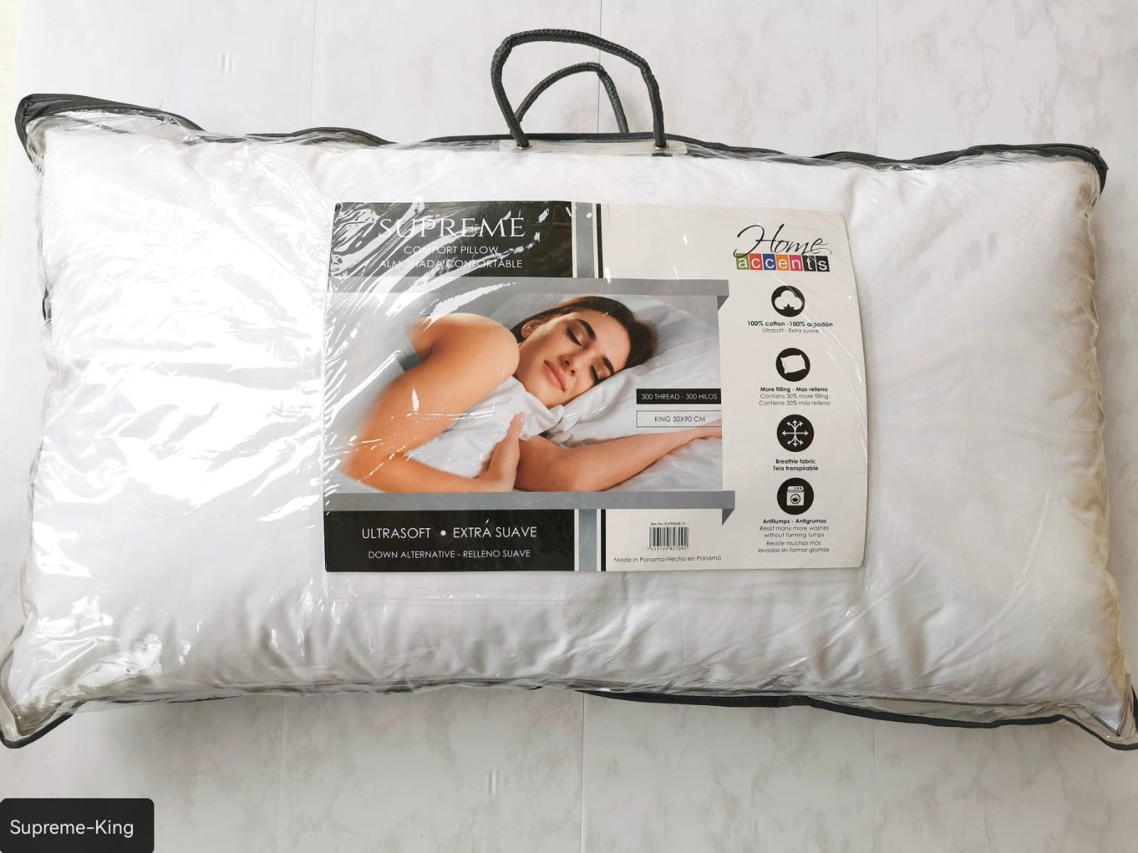ALMOHADA SUPREME KING 300 HILOS 1400G 50X90 CMS