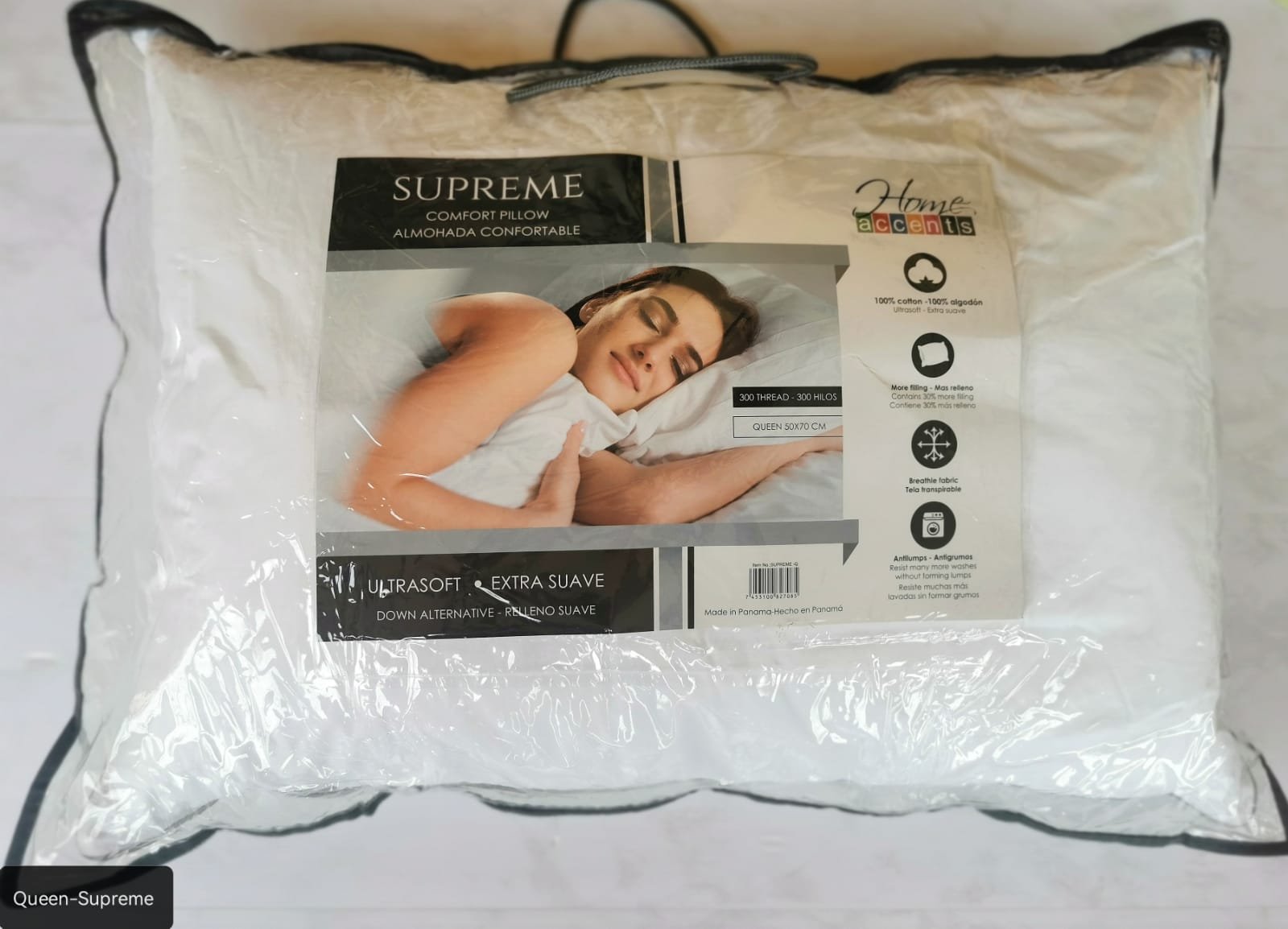 ALMOHADA SUPREME QUEEN 300 HILOS  1000G 50X70 CMS
