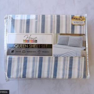 SABANA QUEEN ESTAMPADA RAYAS AZUL