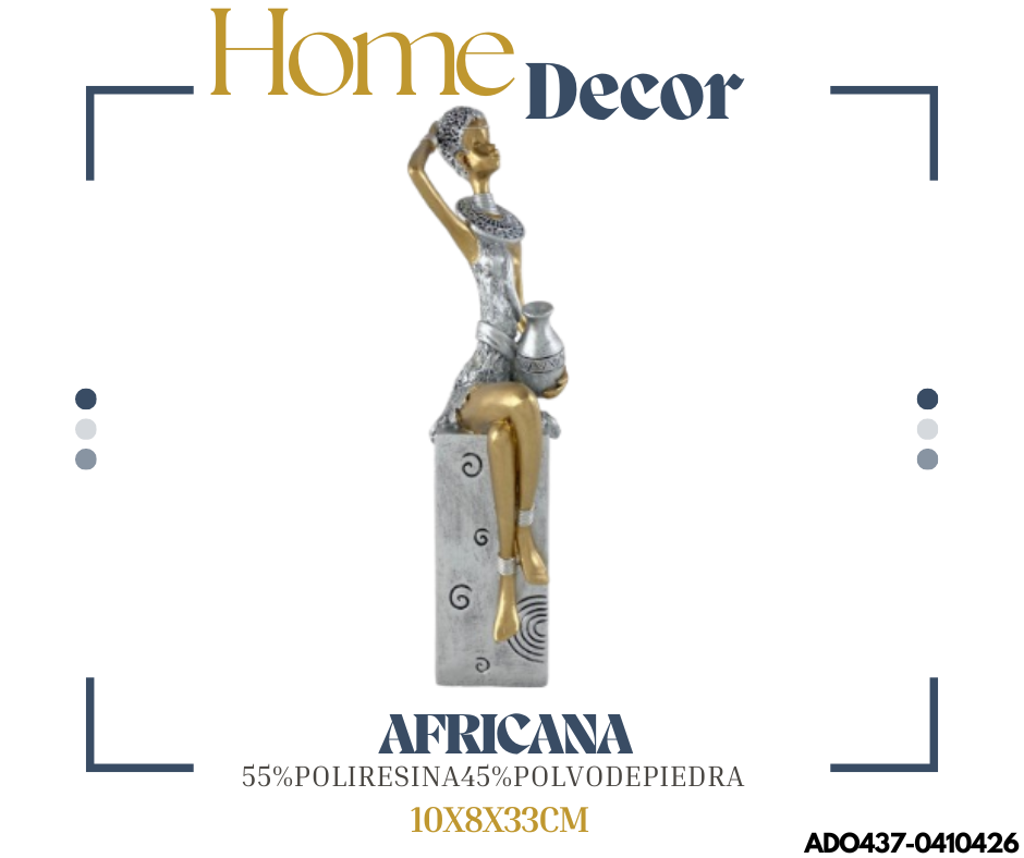 ADORNO AFRICANA DECOR 10X8X33CM