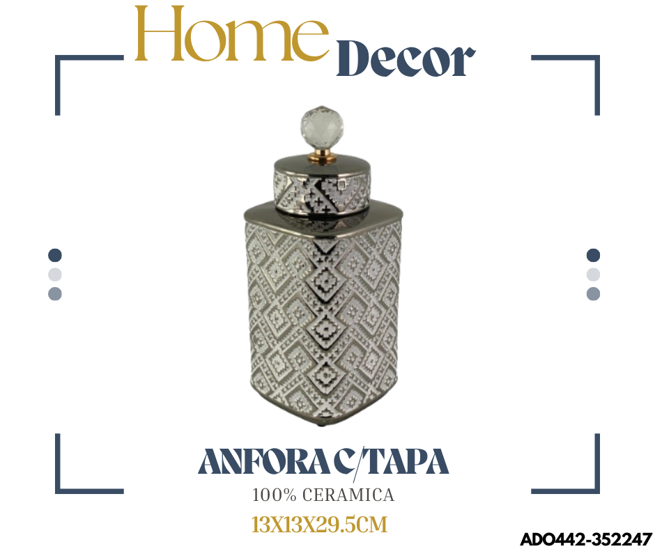 ADORNO ANFORA PLATEADA DECOR 13X13X29.5CM