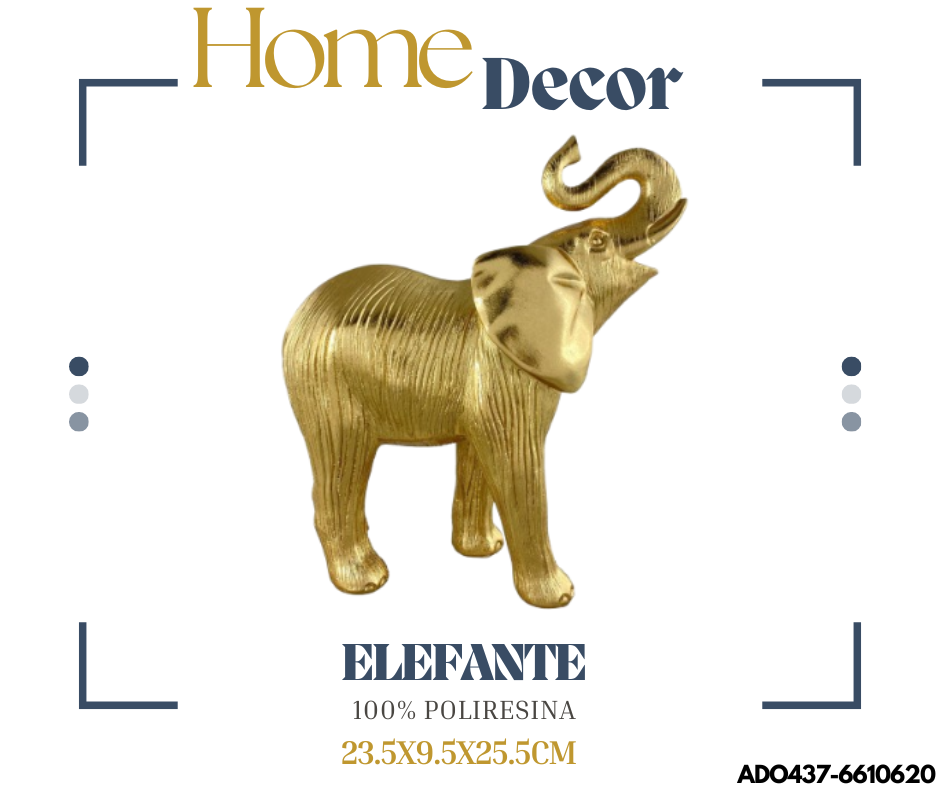 ADORNO ELEFANTE DORADO 23.5X9.5X25.5CM