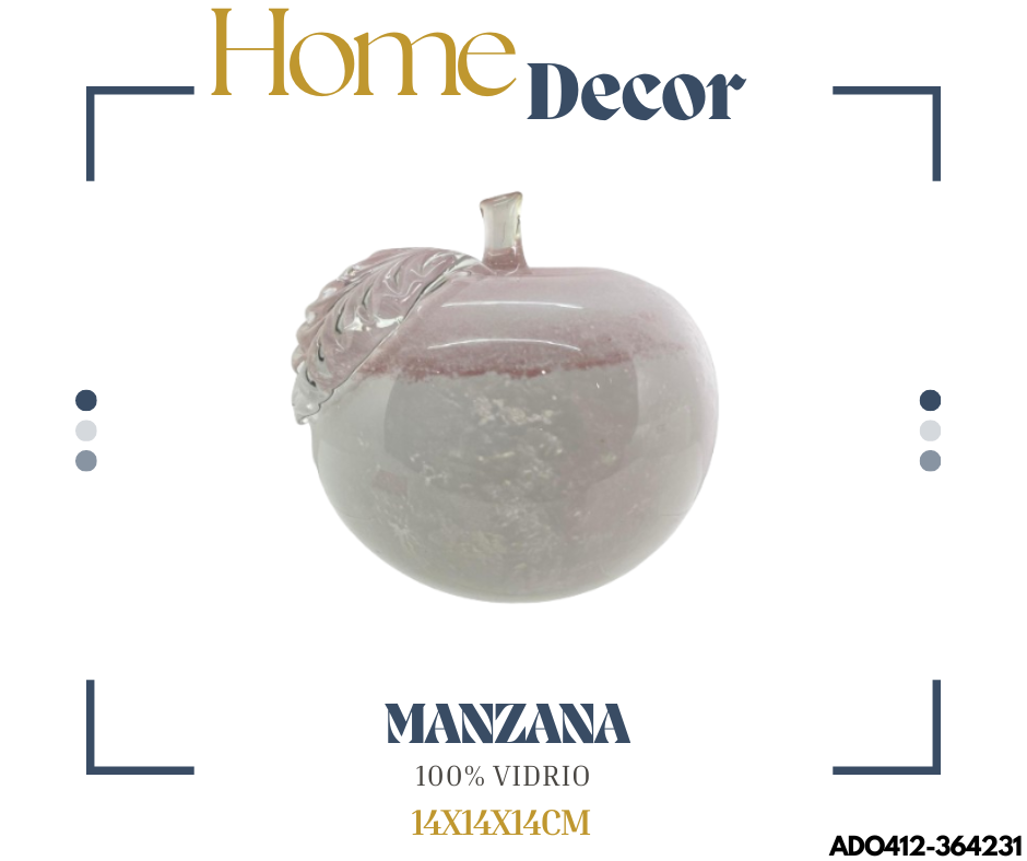 ADORNO MANZANA BLANCA ROSADA DECOR 14X14X14CM