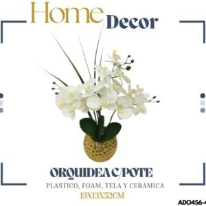 ADORNO ORQUIDEAS BLANCAS C/POTE 13X13X52