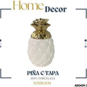 ADORNO PIÑA BLANCA/DOR  HOJA CORTA 9.5X19.5X11CM