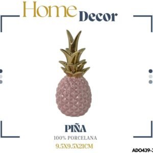 ADORNO PIÑA DOR/ROSAD HOJA LARGA 9.5X9.5X21CM