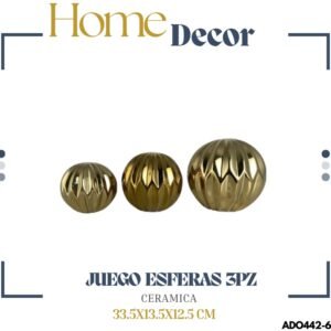 ADORNO JGO. ESFERA DÉCOR. 3PZ 33.5X13.5X12.5CM