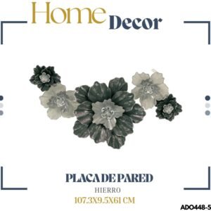 ADORNO PLACA DE PARED FLOR GRIS 107.3X9.5X61 CM