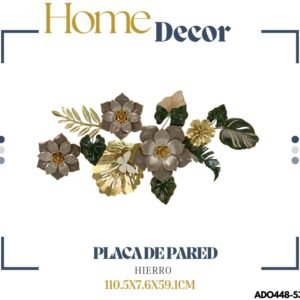 ADORNO PLACA DE PARED FLOR GRIS DORADO 110.5X7.6X59.1 CM