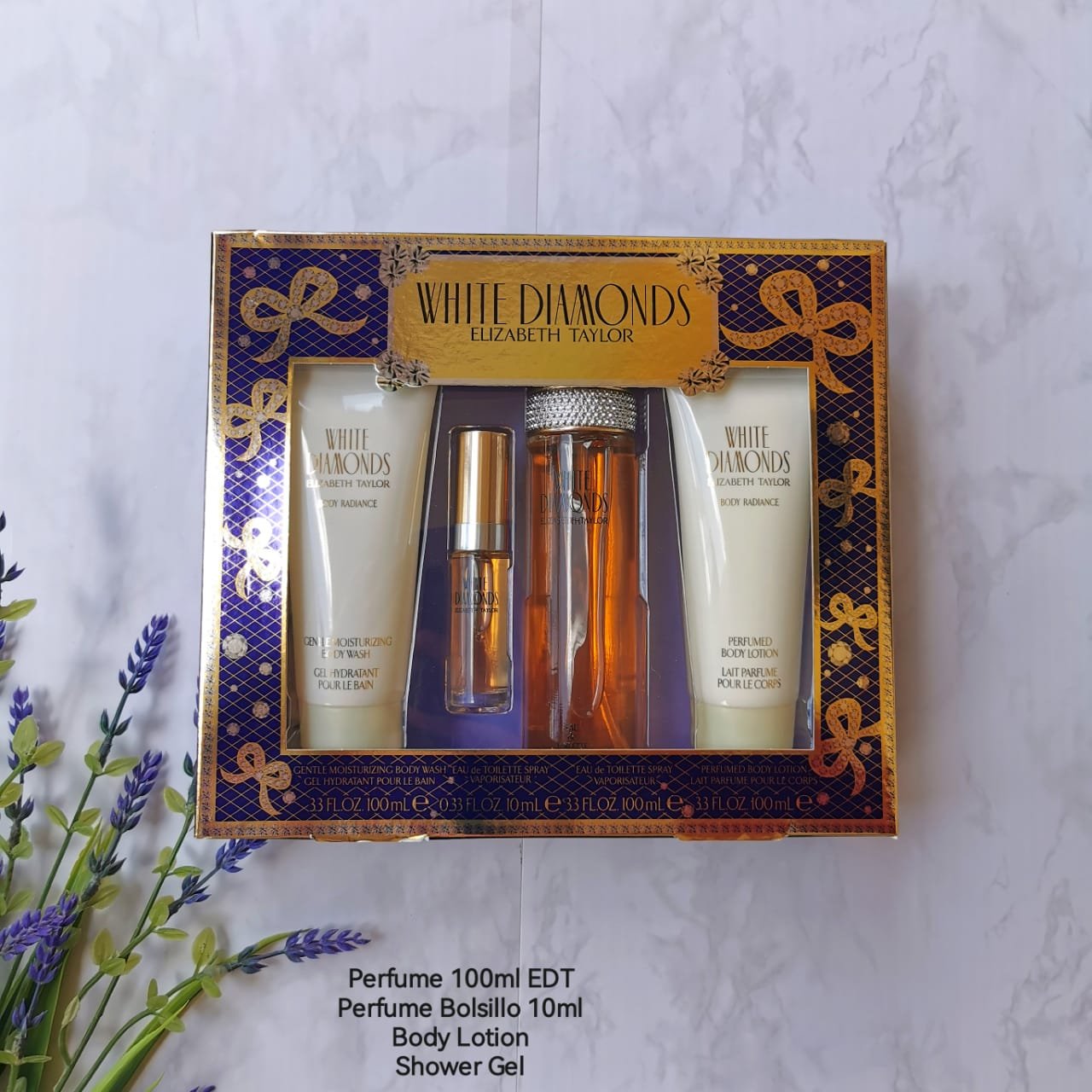ELIZABETH TAYLOR WHITE DIAMONDS SET 3P 3.4 OZ / 100 ML (W) EDT