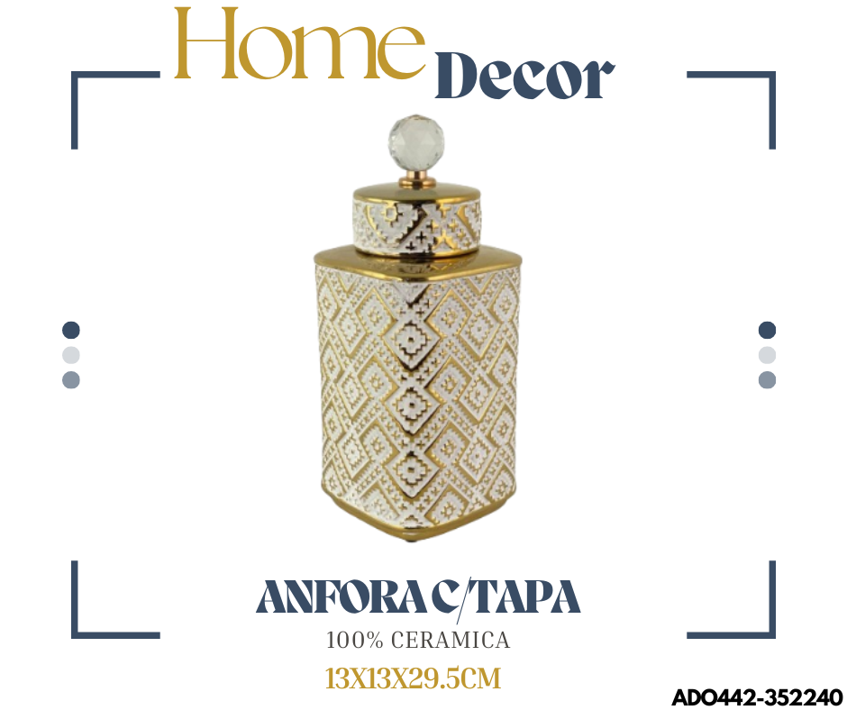 ADORNO ANFORA DORADA DECOR 13X13X29.5CM