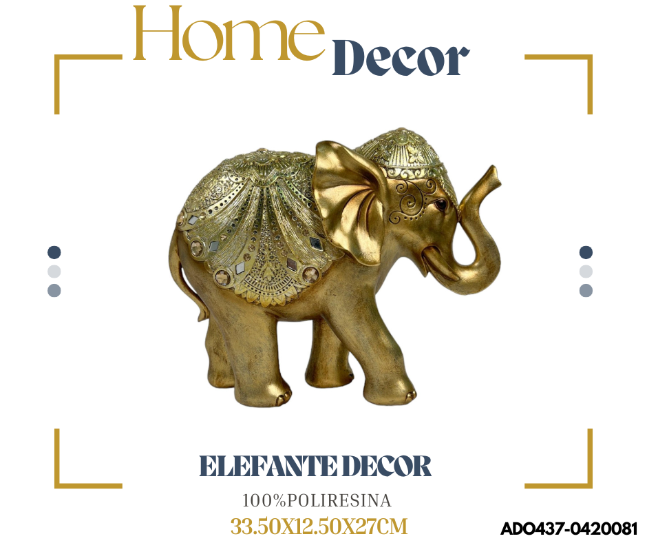 ADORNO ELEFANTE DORADO GRANDE 33.50X12.5X27CM