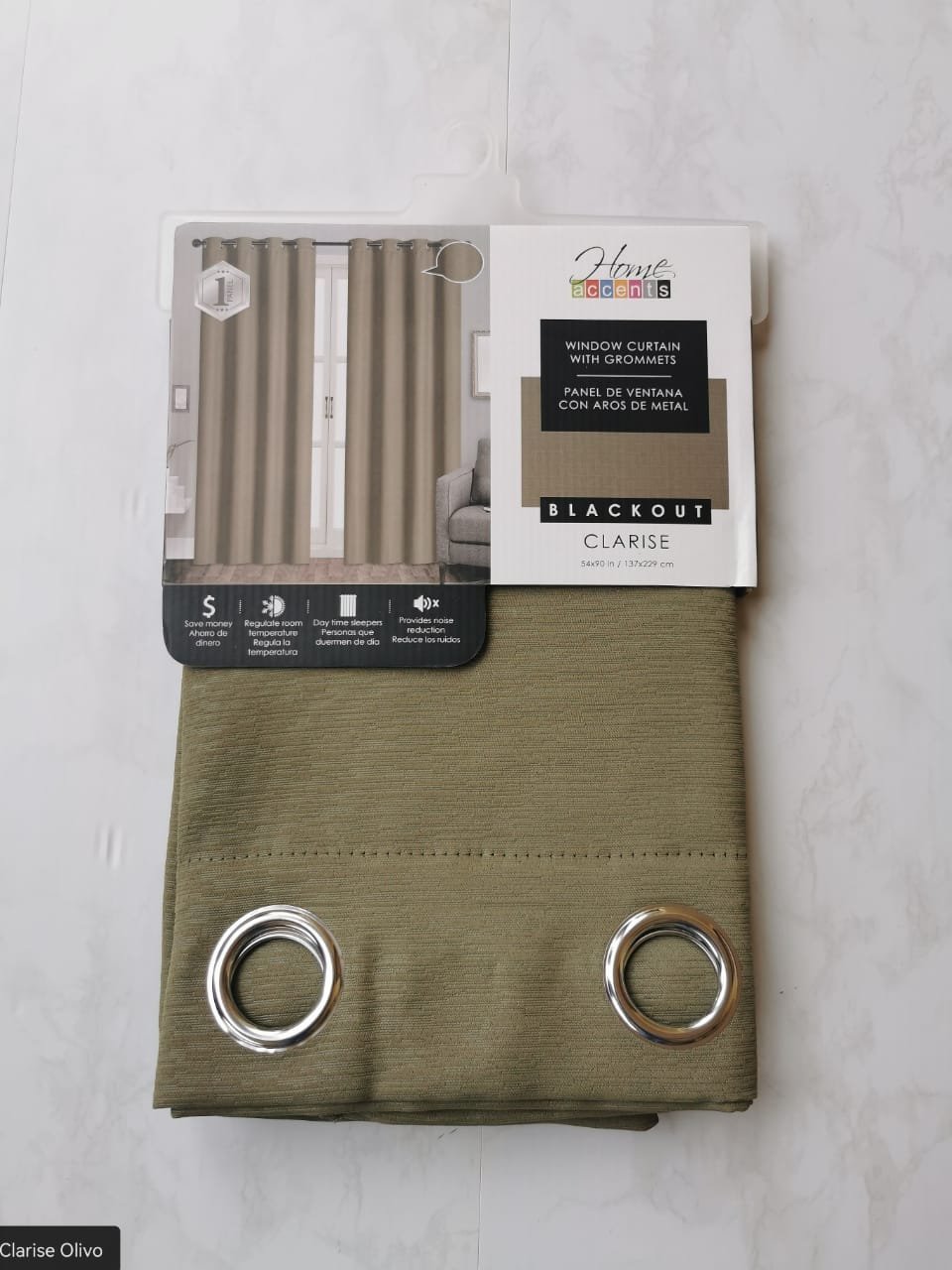 CORTINA BLACKOUT CLARISE OLIVE 54X90 PULG