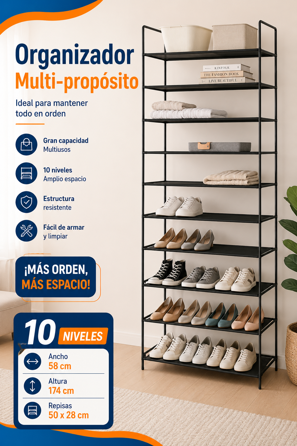 ORGANIZADOR ZAPATERA/10 NIVELES